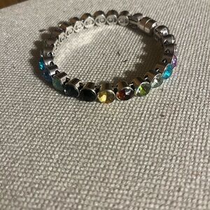 Plunder Silver Bracelet with Multicolor Gems